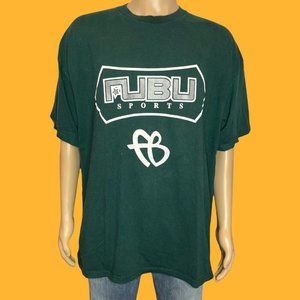Vintage 90s FUBU Sports Graffiti Green T-Shirt Size XXL Made in USA Streetwear